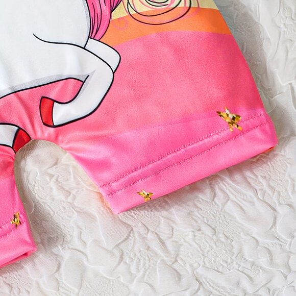 Unicorn Graphic Cami Romper For Girls, Stylish Summer Versatile Suit Outfit - Picture 7 of 7